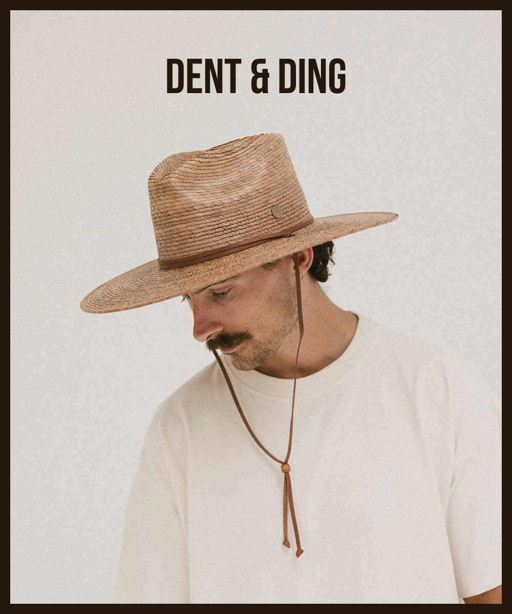 PIPELINE LIFEGUARD-STYLE PALM STRAW HAT– DENT/DING