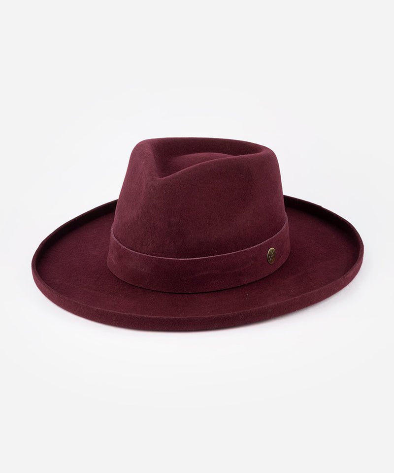 Red fedora hat on a white background #color_maroon