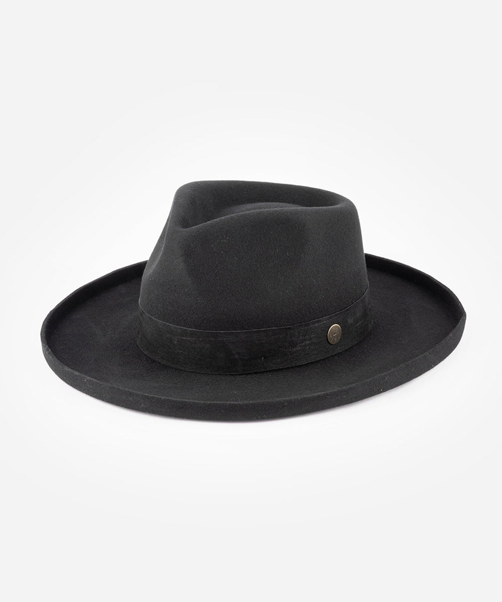 Black fedora hat on a white background #color_black