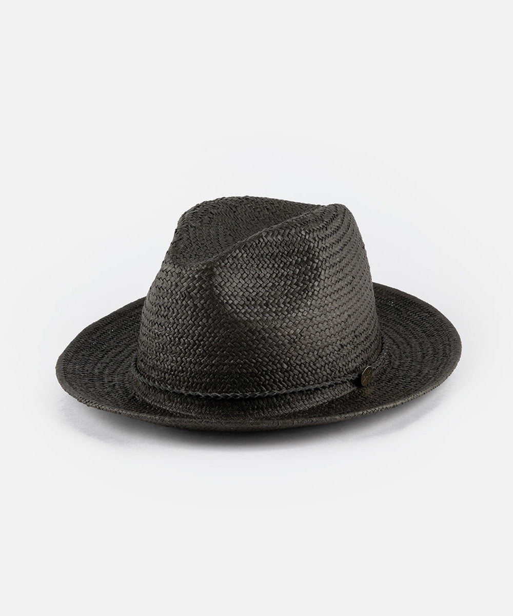 Black straw hat on a white background #color_smoke