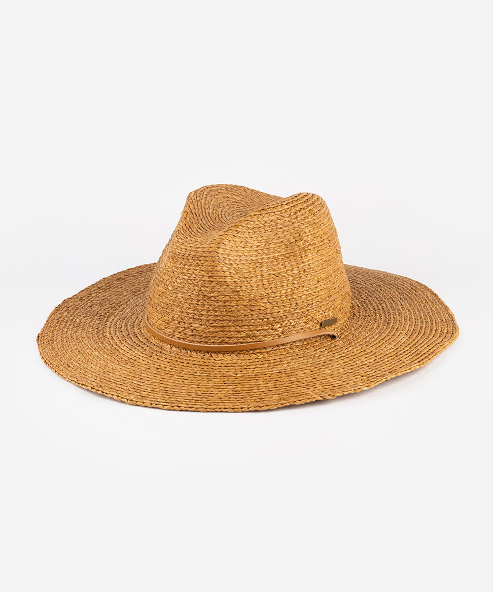 Brown straw hat on a light gray background #color_oak