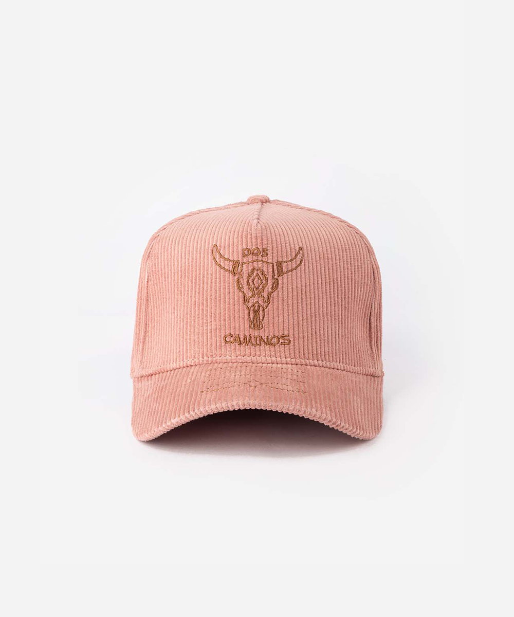Trucker corduroy hat in a white background #color_desert rose