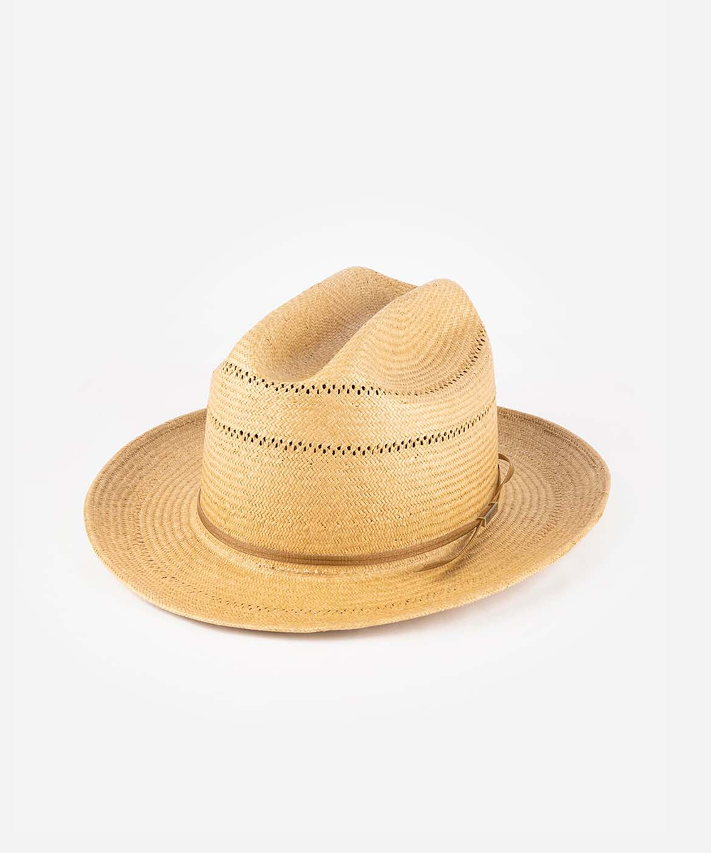 Natural straw hat with a black band on a white background #color_natural