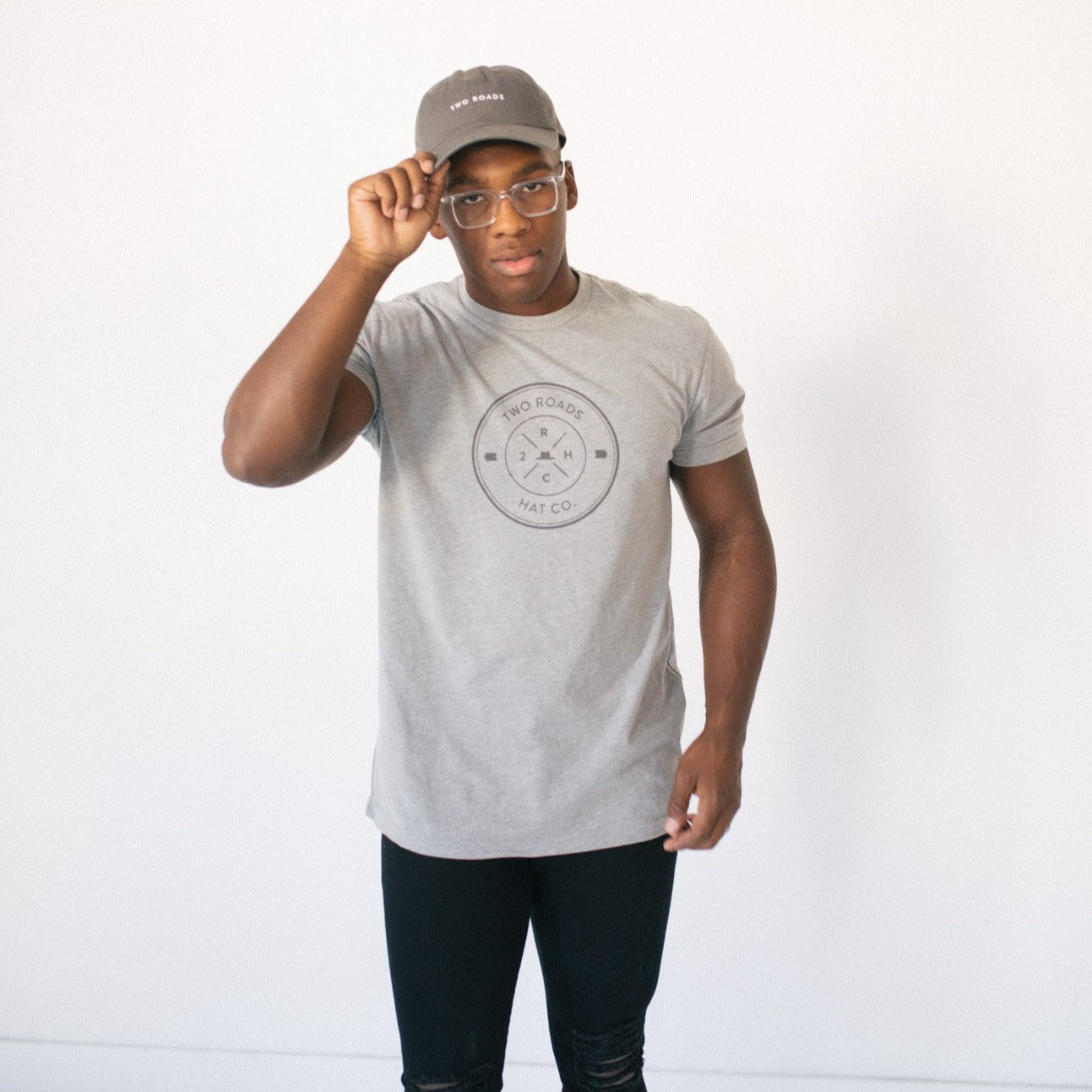 TWO ROADS CREST TEE – HEATHER GREY