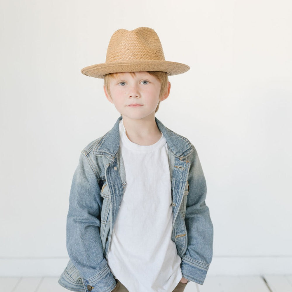 WYNWOOD KIDS STRAW FEDORA SUN HAT