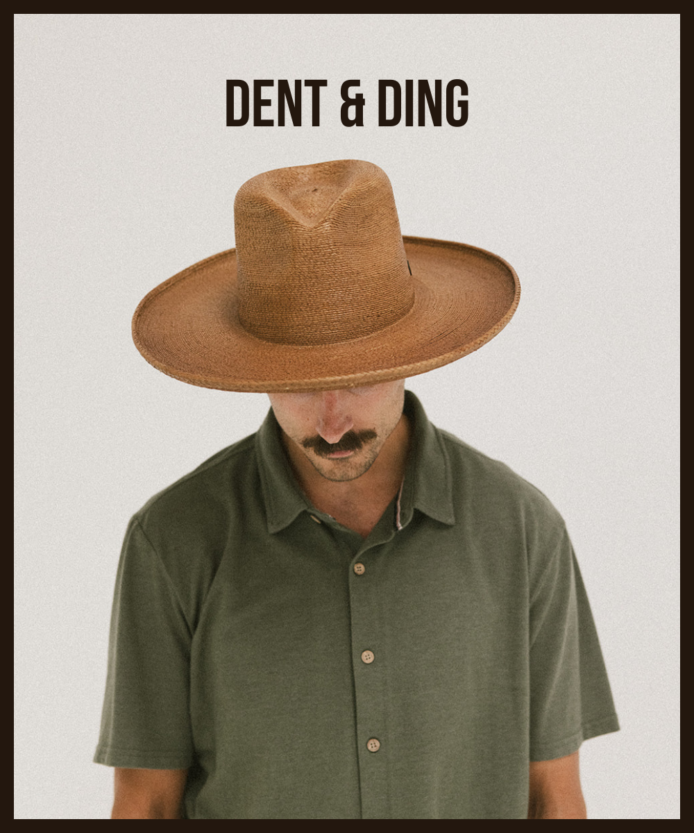 BEALE STREET FLAT PENCIL-BRIMMED PALM FEDORA– DENT/DING