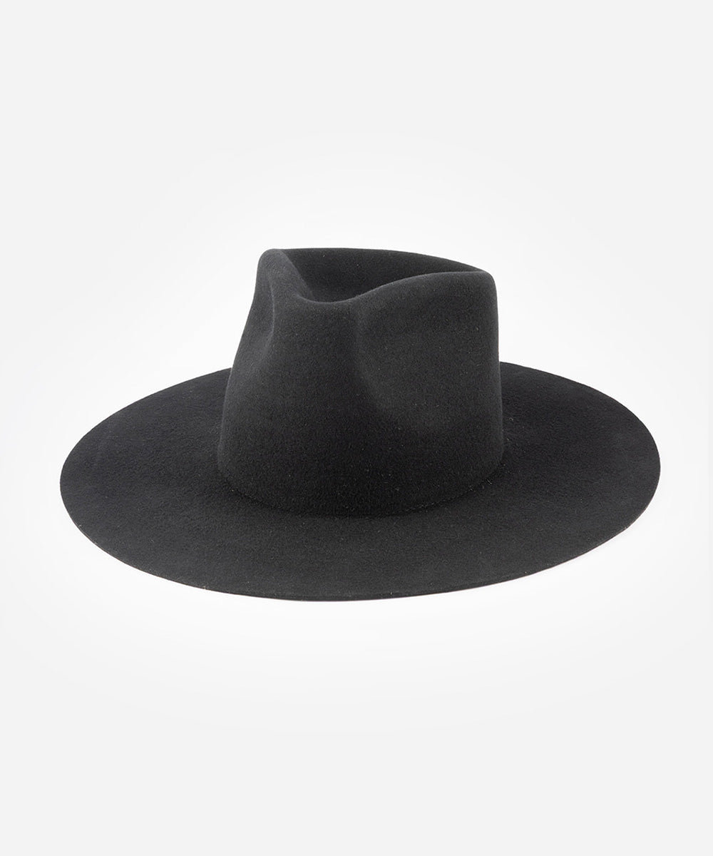 Black wide-brimmed hat on a white background #color_black