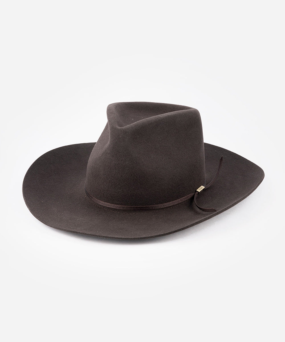 Brown fedora hat on a white background #color_hickory