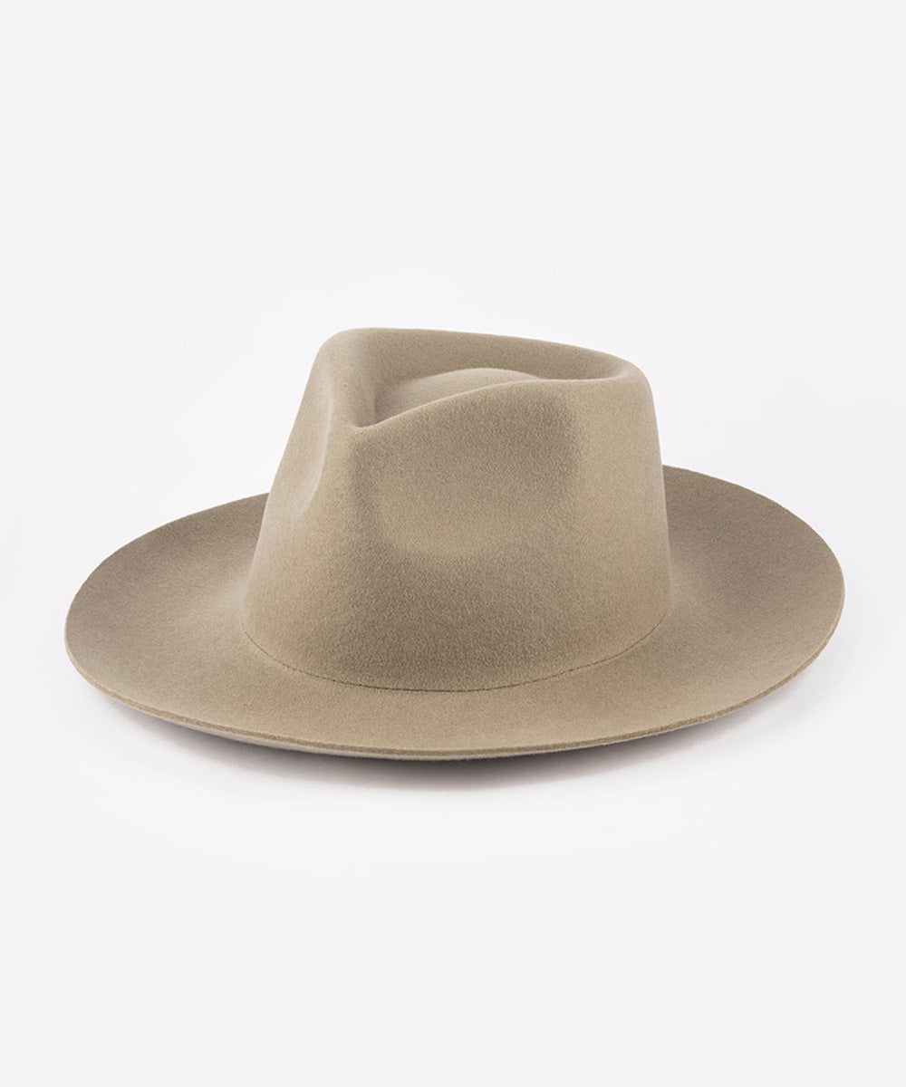 Beige fedora hat on a white background #color_sage