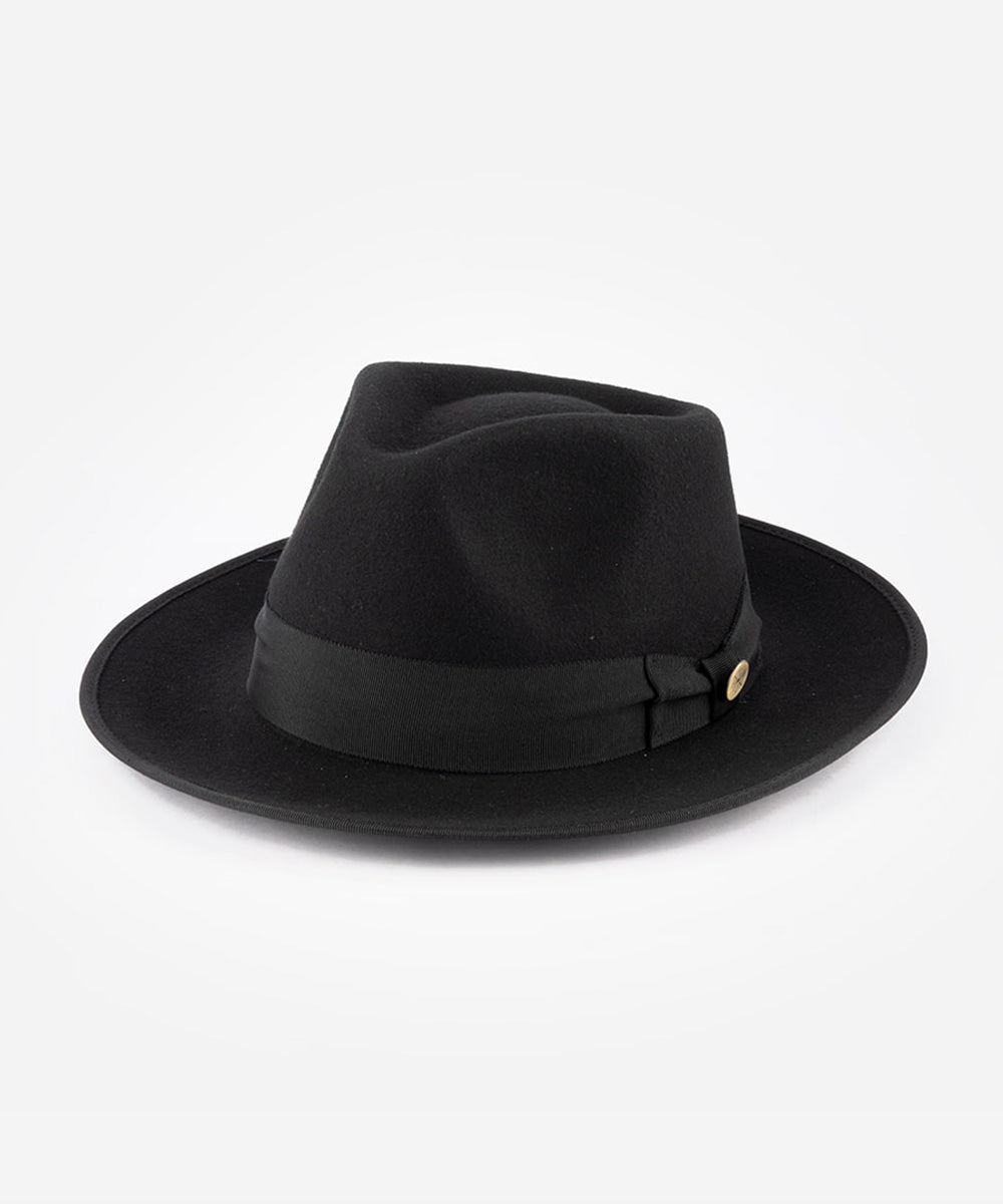 Black fedora hat on a white background #color_black