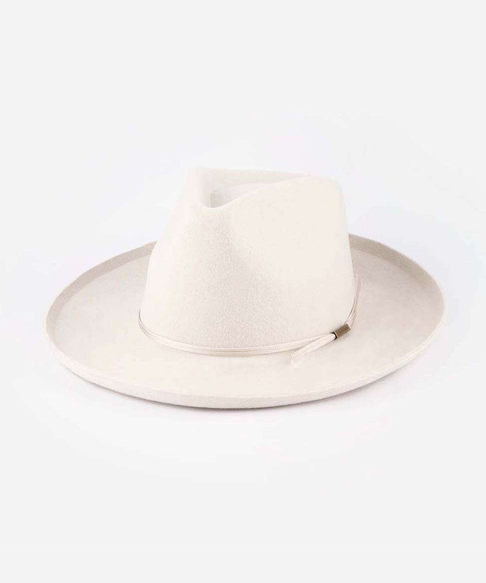 White fedora hat on a white background #color_ivory