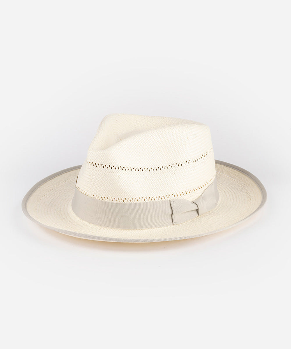 Beige fedora hat on a white background #color_ivory