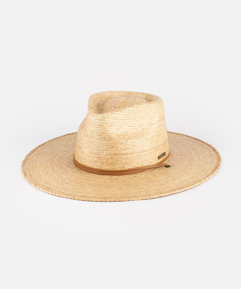 Beige straw hat with a wide brim on a light gray background #color_natural
