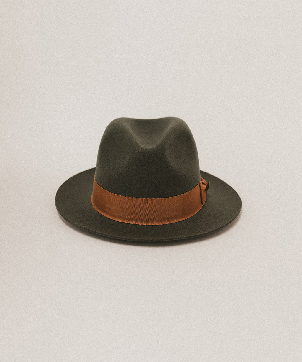 ??Nordstrom Sage Green Woven Paper Fedora Hat Brown Leather Buckle Trim • NWT Men main image 2