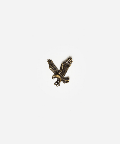 A small bronze eagle pendant or charm with outstretched wings, shown centered on a plain light gray background #color_anti gold