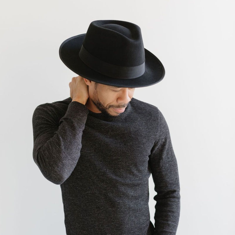 WATERLOO SNAP BRIM FEDORA - BLACK - Two Roads Hat Co.