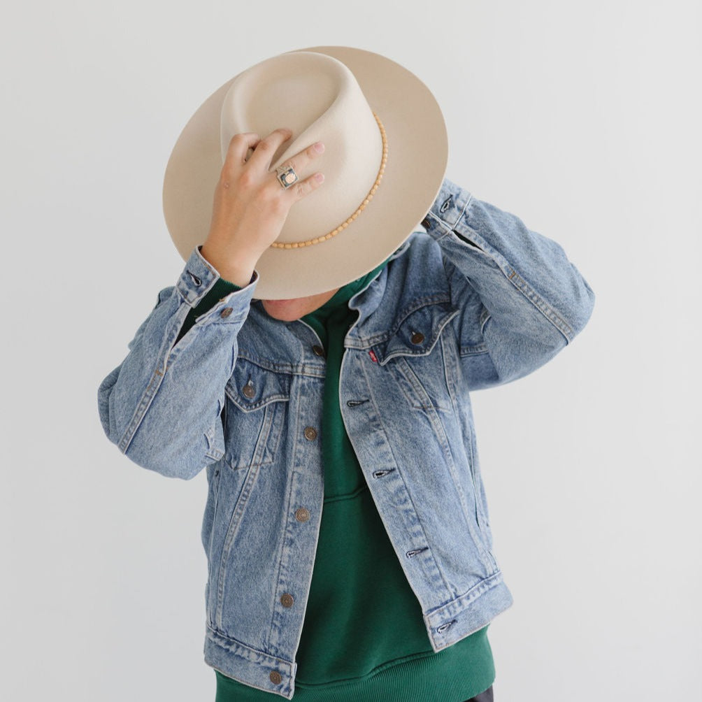 Powder Blue Rancher Hat with Feather Band