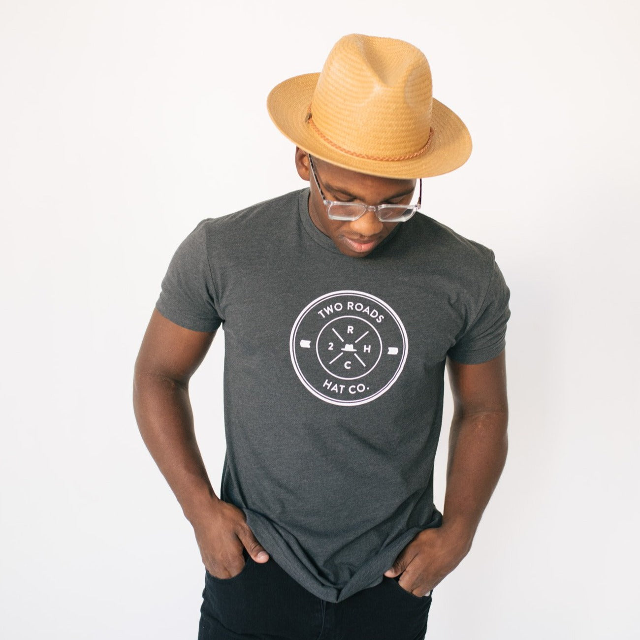 TWO ROADS CREST TEE – CHARCOAL