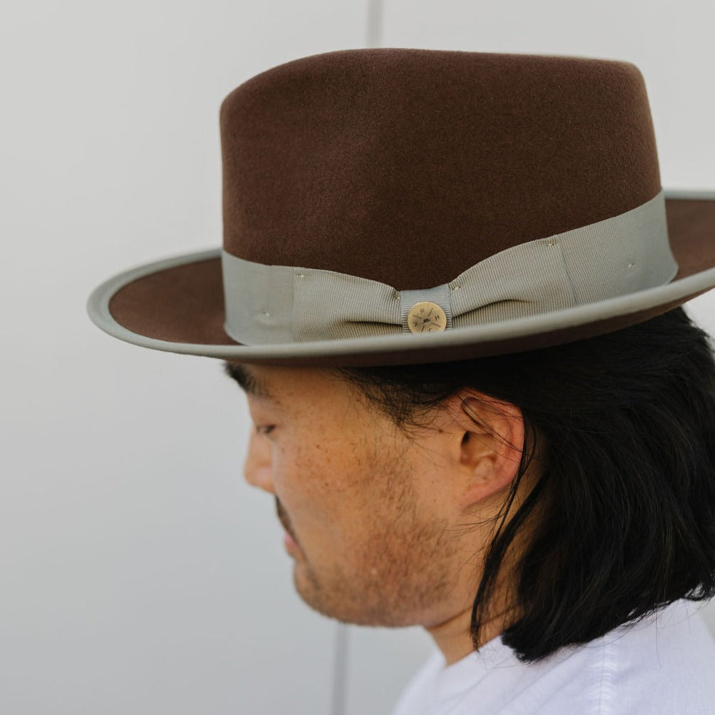 Fedora the WESTERNER Chocolate Brown Wide Brim Hat Men Fedora Hat for Men  Mens Felt Hat 